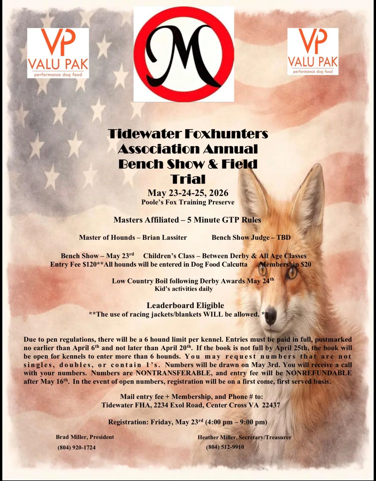 Foxhunters event flyer with American flag